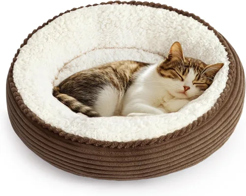 Miniatura 45 de Love's cabin Cama redonda acolchada para gatos y perros, cama para mascotas de 20 pulgadas para gatos o perros pequeños, parte inferior Violeta