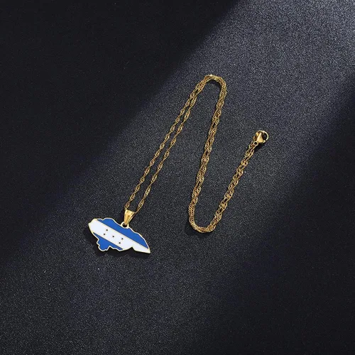 Miniatura 3 de Collar de cadena ajustable con colgante de mapa de Honduras para hombres, Acero inoxidable, No es una piedra preciosa