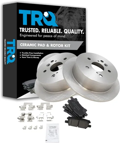 Miniatura 23 de TRQ Kit de rotor de freno trasero y pastillas de cerámica Posi premium compatible con camioneta Chevy GMC