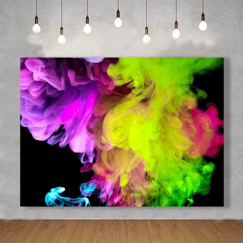 Miniatura 3 de Telón de fondo artístico de 7 x 5 pies para fotografía de humo colorido arco iris para adultos, fiesta, retrato, sesión de fotos, habitación
