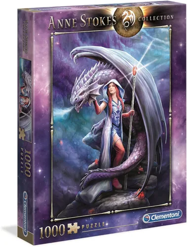 Clementoni - 39525 - Anne Stokes Puzzle - Dragón Mago - 1000 Piezas - Hecho en Italia - Rompecabezas para adultos