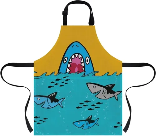 Miniatura 30 de doginthehole Delantal para niños con bolsillo para niños y niñas, delantales de chef ajustables con 2 bolsillos para cocinar, pintar