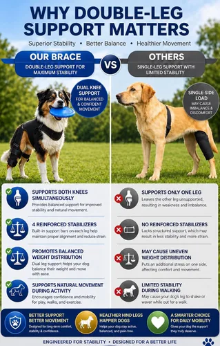 Miniatura 4 de Rodillera para perro para patas traseras/traseras (ACL/CCL) - Soporte de doble pierna con 4 estabilizadores metálicos y arnés antideslizante