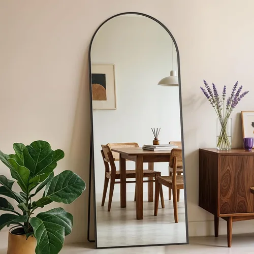 Espejo de longitud completa, espejo arqueado de cuerpo completo de 59 x 18 pulgadas, espejos grandes de pie para dormitorio, baño, sala de estar de