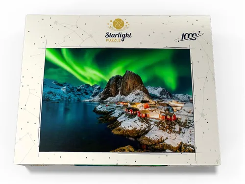 Miniatura 4 de MyPuzzle Aurora Borealis Over Hamnoy in Norway - Rompecabezas prémium de 1000 piezas para adultos