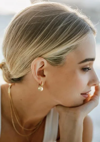 Miniatura 67 de Aretes colgantes de plata de ley 925 seleccionados a mano AAA+ de 7.5 a 0.315 in con perlas cultivadas de agua dulce blancas para mujer