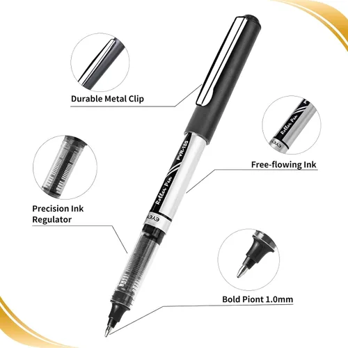 Miniatura 4 de EYEYE Bolígrafos Rollerball 1.0mm, Paquete de 12, 3 Colores, Bolígrafo de Punta Gruesa de Secado Rápido, Bolígrafos Rollerball de Tinta Líquida