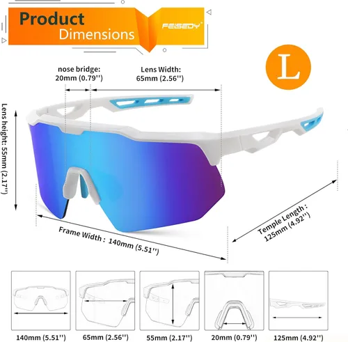 Miniatura 6 de FEISEDY Gafas de sol deportivas de ciclismo para hombres y mujeres, con protección UV400, para béisbol, pesca, golf, B0069