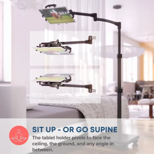 Miniatura 2 de Levo G2 Soporte Premium para Tablet en el Piso con Brazo Ajustable de 5 Ejes para iPad, Kindle, Samsung – Rango de Altura 30–56 Pulgadas – Lectura