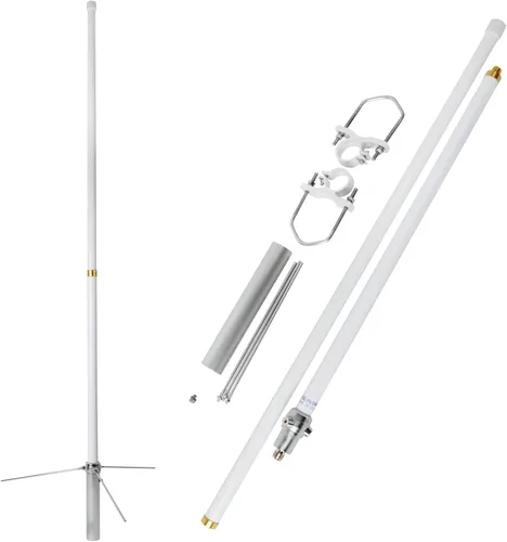 HYS Antena de estación base de fibra de vidrio presintonizada para VHF/UHF 144/430MHz - 4.5dBi VHF y 7.2dBi UHF, conector SO239, 5.7 pies de largo,
