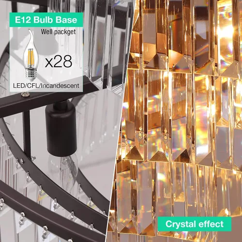 Miniatura 6 de Candelabros y luces de cristal de estilo moderno cromado redondos colgantes clásicos, lámpara colgante de techo accesorio de iluminación de 5