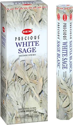 HEM Varillas de Incienso de Salvia Blanca - 100 Unidades | Aromaterapia Natural Purificadora del Aire | Fragancia Calmante y Limpiadora | Perfectas