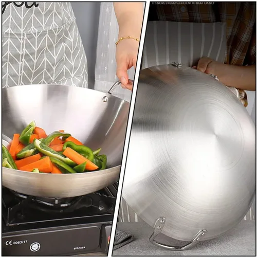 Miniatura 5 de 1 unids Olla de cocina duradera de acero inoxidable Wok Sartén para uso doméstico