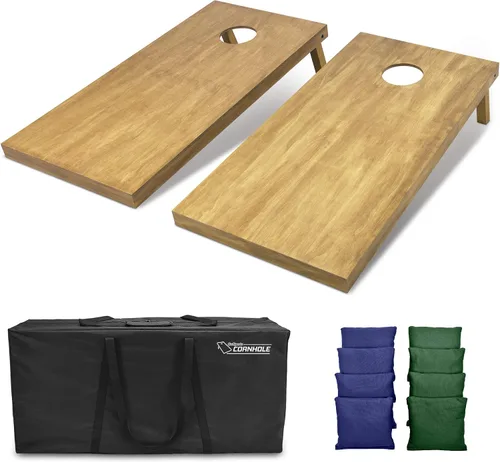 Miniatura 34 de GoSports 4 ft x 2 ft Regulation Size Wooden Cornhole Boards Set with Light Brown Finish - Includes Carrying Case and Bean Bags Negro- gris
