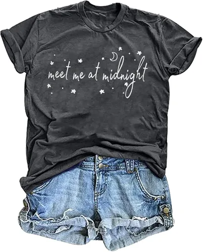 Camiseta de álbum para mujer, camiseta con texto en inglés "Meet Me at Midnight", camiseta de concierto para mujer, camiseta con gráficos vintage,