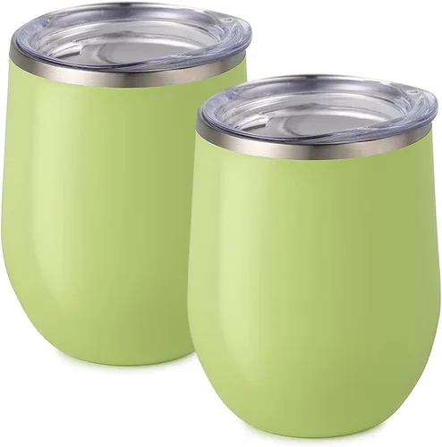 Miniatura 23 de Maars Bev - Vaso de vino de acero inoxidable sin tallo con tapa, aislado al vacío de 12 onzas, a prueba de derrames, apto para viajes, vasos midnight