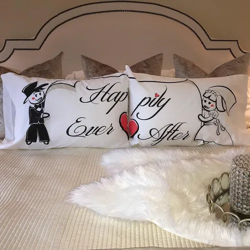 Miniatura 3 de Fundas de almohada Happily Ever After His and Hers Regalo ideal de aniversario, boda, compromiso y San Valentín para parejas, se adapta a