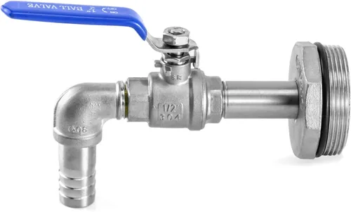 Miniatura 8 de QWORK Grifo de tambor para tambor de acero y plástico de 55 galones, grifo de barril de acero inoxidable de 2 pulgadas con salida de 90 grados 3/4 1