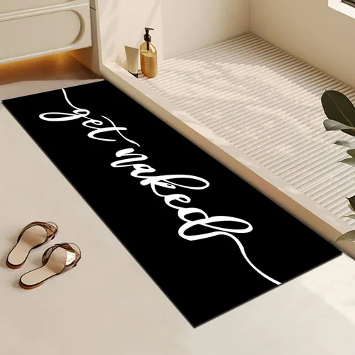 Miniatura 13 de MUGINYU Get Naked Tapete de Baño, Alfombrillas de Baño Modernas y Divertidas en Blanco y Negro de Secado Rápido Absorbentes Antideslizantes Delgadas