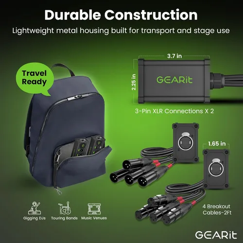 Miniatura 7 de GEARit Serpiente de 4 canales (cable de derivación de 2 pies) 3 pines XLR/DMX/AES-EBU a Ethercon RJ45 Cat5/Cat6 Ethernet Extensor para escenario
