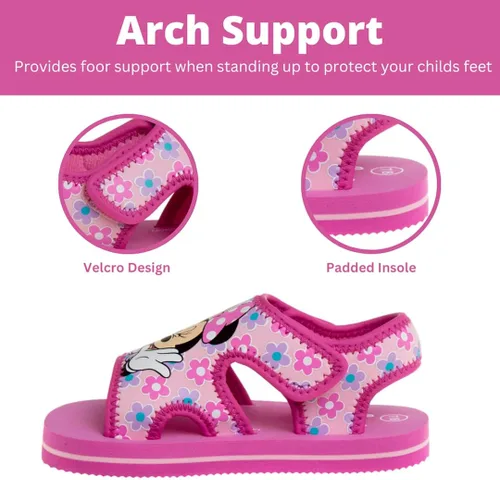 Miniatura 3 de Disney Sandalias de Minnie y Mickey Mouse Zapatos de verano para niños Correa ajustable para playa, puntera abierta, tobogán deportivo, atlético