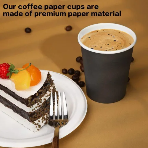 Miniatura 3 de Vasos de papel de 8 onzas, paquete de 25 unidades, vasos de café de papel desechables, para bebidas calientes o frías, para Halloween, fiestas, Negro