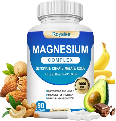 Suplemento complejo de magnesio – 1000 mg con 7 formas de magnesio incluyendo glicinato, citrato, malato, taurato y orrotato – Apoya la relajación,
