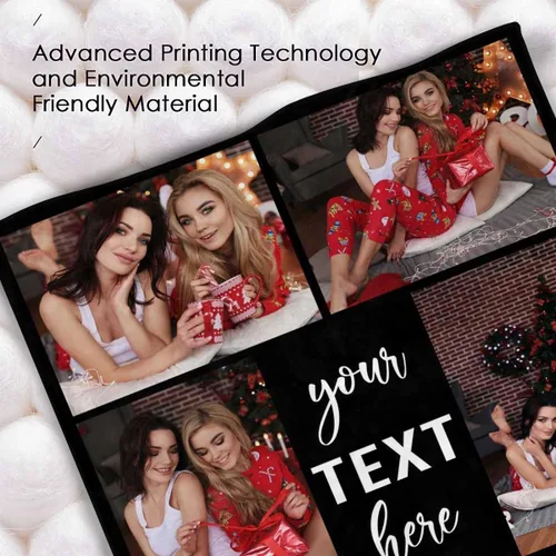 Miniatura 5 de InterestPrint Manta personalizada con nombre, 6 fotos, manta personalizada para aniversario, boda, para marido, esposa, amantes, 6 tamaños