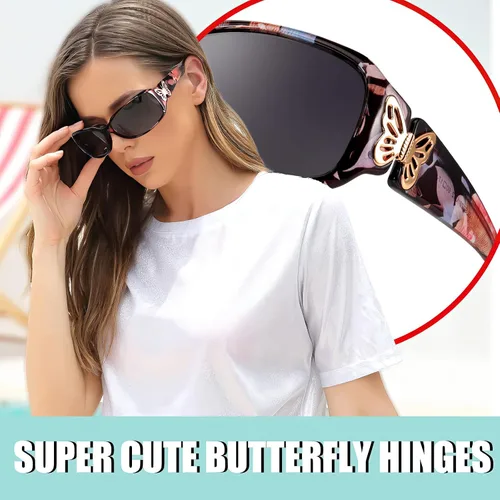 Miniatura 3 de FIMILU Gafas de sol polarizadas para mujer, protección UV400, gafas envolventes de moda, decoración de mariposa, accesorios de moda