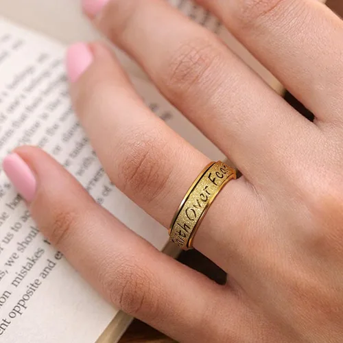 Miniatura 3 de Anillo Giratorio para Mujeres - Anillos de Acero Inoxidable de Fe Sobre el Miedo para Alivio de la Ansiedad para Adultos, Anillo del Pulgar