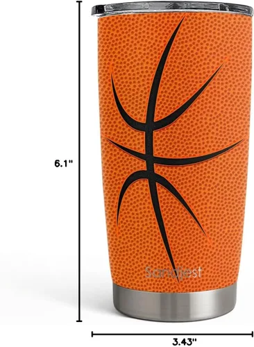 Miniatura 8 de SANDJEST Vaso de baloncesto con aislamiento de acero inoxidable de 20 onzas, taza de café de viaje, vasos deportivos, regalos para amantes