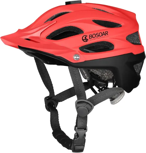 Casco de bicicleta de montaña Bosoar, casco de ciclismo para adultos con soporte para cámara y visera desmontable para hombres, mujeres y jóvenes,