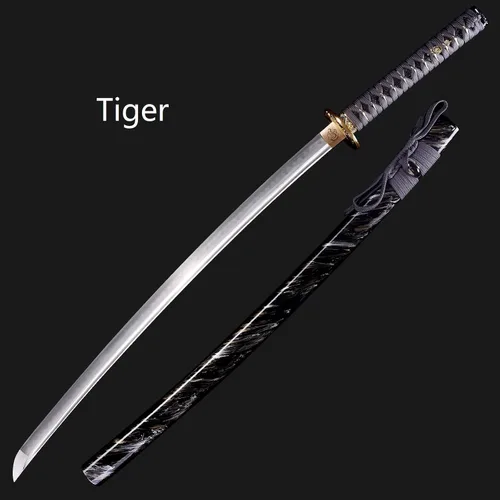 Miniatura 2 de Espada Katana Hecha a Mano, Espada Samurai Japonesa de Acero al Carbono T10, Templada en Arcilla, Espiga Completa, 40.5 Pulgadas/103 cm