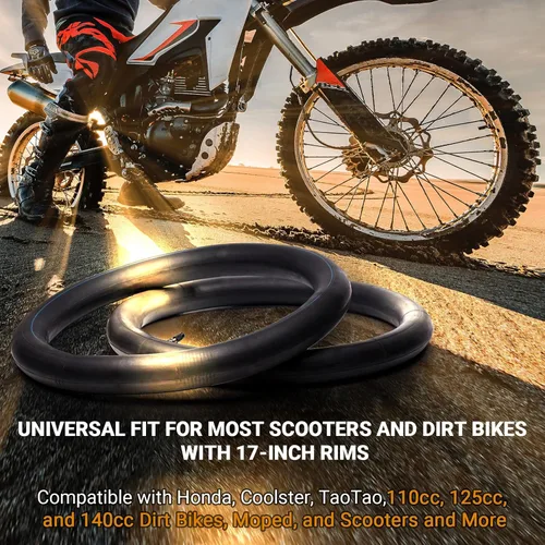 Miniatura 4 de Paquete de 2 tubos interiores de motocicleta de 2.50/2.75-17 pulgadas (70/100-17), compatibles con Honda, Coolster, TaoTao, 110cc, 125cc y 140cc
