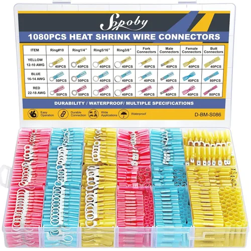 Miniatura 8 de 325 unidades de conectores de cable termorretráctil de grado marino - Kit de conectores eléctricos Sopoby de cobre rojo estaño, conectores