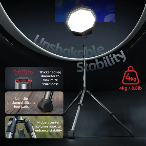 Miniatura 6 de SMALLRIG Soporte de luz ajustable para fotografía de 74.8 pulgadas/6.23 pies, carga máxima de 8.8 libras, soporte de trípode de iluminación compacto