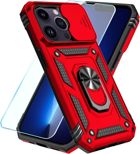 Miniatura 40 de SunStory Funda compatible con iPhone 12 Pro Max con protector de pantalla HD, cubierta de cámara deslizante y soporte de anillo giratorio