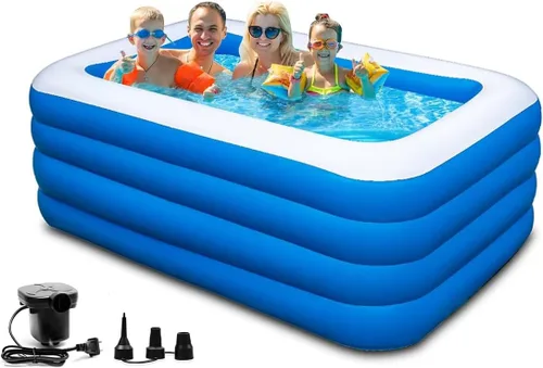 Piscina inflable, 79 x 58 x 29 pulgadas, piscina familiar gruesa sobre el suelo para exteriores, patio trasero, jardín, fiesta acuática de verano