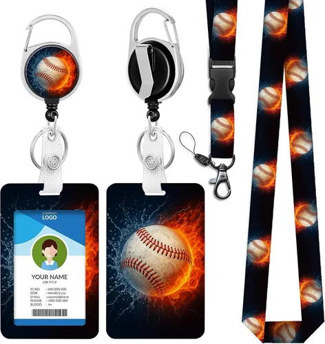 Miniatura 34 de Cordones azul bebé para llaves Portador de Insignias, Carrete de Insignias Retráctil con Clip de Mosquetón y Cordón Desmontable, Linda Tarjeta