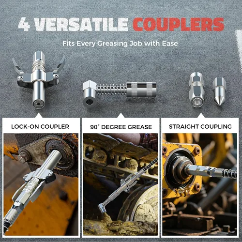 Miniatura 7 de Ecarke Pistola de engrase inalámbrica compatible con batería Milwaukee de 18 V, pistola de engrase eléctrica máxima de 12000 PSI, pistola doble