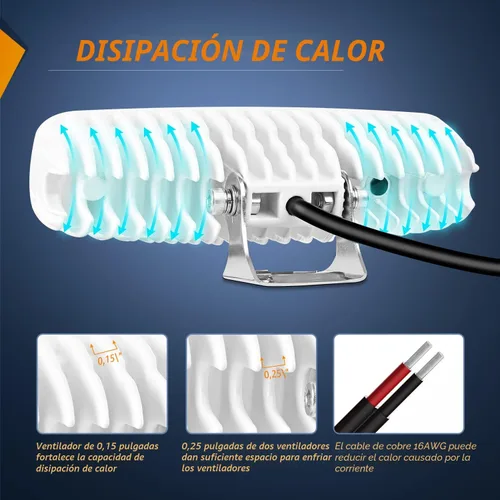 Miniatura 4 de Nilight Barra de luz LED marina, 2 unidades, 18 W, blanco, 150°, haz de inundación, ponton, barco, cubierta, luces de muelle, IP67, impermeable