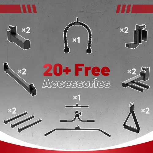 Miniatura 5 de Sportsroyals Jaula de Potencia, Rack de Potencia Multifuncional de 1600 libras con Sistema de Cruce de Cable Ajustable y Más Accesorios