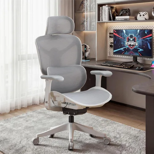 Miniatura 14 de WELAX S9 Pro - Silla de oficina ergonómica de malla con reposapiés y reposabrazos ajustables 6D, silla de escritorio cómoda, profundidad del asiento