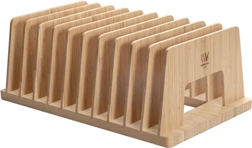 Miniatura 4 de MobileVision Organizador de dispositivos de bambú para teléfonos inteligentes, tabletas y portátiles, 10 ranuras