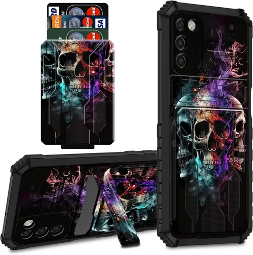 Miniatura 17 de Funda tipo cartera para Samsung Galaxy S22 Ultra con soporte para tarjeta de crédito y soporte de doble capa de policarbonato duro de PC suave TPU a