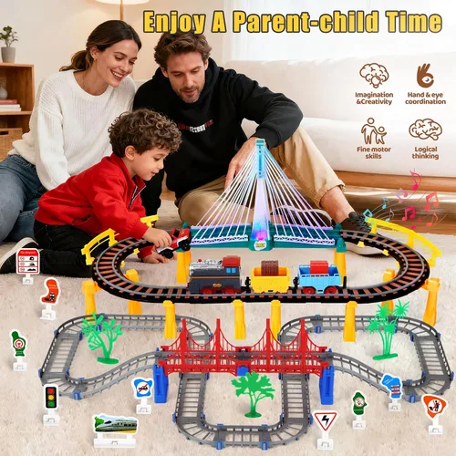 Miniatura 2 de Letapapa Juego de tren eléctrico para niños de 4 a 8 años, regalos de Navidad y cumpleaños para niños de 3 4 5 6 años, vías de tren para niños