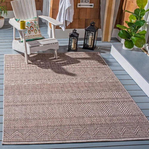 Miniatura 11 de SAFAVIEH Alfombra lavable para exteriores, colección Courtyard de 2.3 x 16 pies, color negro y gris, no desprende pelusa y de fácil limpieza, ideal