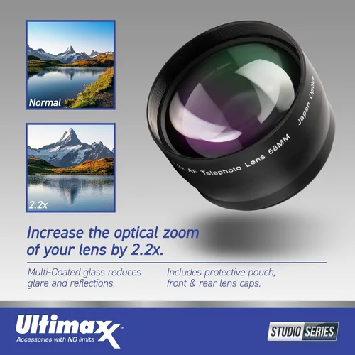 Miniatura 6 de Ultimaxx Paquete esencial + Panasonic Lumix G Vario 0.551-5.512 in f/3.5-5.6 II ASPH. Lente O.I.S. Power O.I.S. + accesorio de lente teleobjetivo