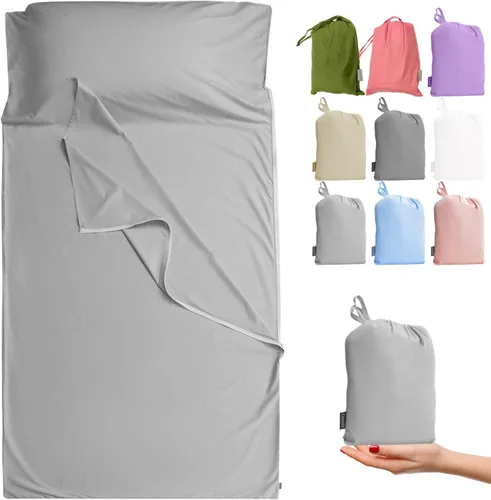 Miniatura 19 de Forro de saco de dormir 100% algodón con cremallera, sábana de viaje para adultos, para hoteles, camping, excursionistas, colchón, caravana, sofá