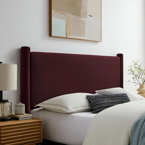 Miniatura 9 de Modway Rael - Cabecero tapizado para cama individual con pilares en Alabastro – Cabecero de terciopelo – Cabecero de terciopelo de terciopelo